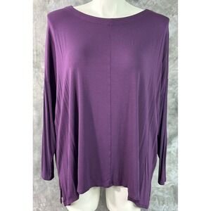 J Jill Purple Wearever Collection L/S Dropped Shoulder Knit Top sz 2X (15956)